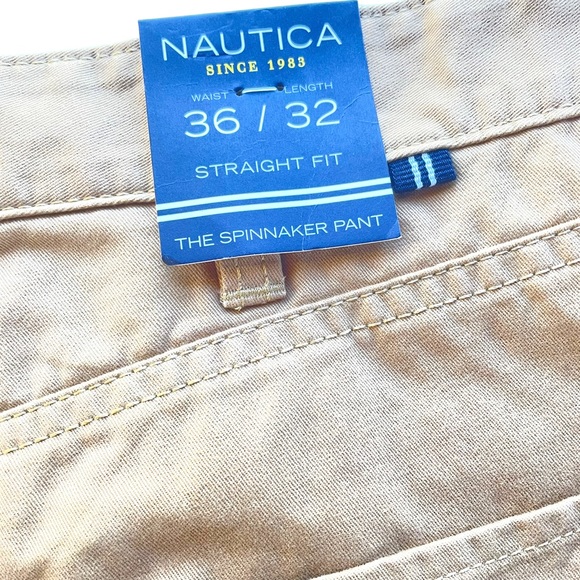 Nautica Tan Khaki Straight Fit Spinnaker Pant 100% Cotton in Size 36W x 32L NWT - Picture 9 of 13